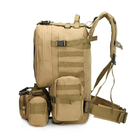 Тактичний чоловічий рюкзак B08 на 55 л зі знімними підсумками / Туристичний військовий баул (55х40х25 см) із системою Моллі Oxford 600D (Пісочний) - зображення 3