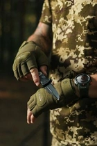 Рукавиці тактичні безпалі Pentagon Duty Mechanic 1/2 Gloves Олива XL - зображення 6