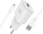 Зарядний пристрій Xqisit NP Travel Charger Single USB-A 2.4A + Кабель USB-A-USB-C White (4029948221564) - зображення 1