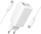 Зарядний пристрій Xqisit NP Travel Charger Dual USB-C&A PD65W GaN + Кабель USB-C - USB-C White (4029948221632) - зображення 3