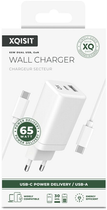 Зарядний пристрій Xqisit NP Travel Charger Dual USB-C&A PD65W GaN + Кабель USB-C - USB-C White (4029948221632) - зображення 5