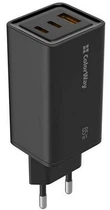 Пристрій зарядний мережевий ColorWay GaN3 Pro Power Delivery (USB-A + 2 USB TYPE-C) (65W) чорний (CW-CHS039PD-BK)