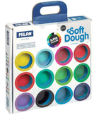 Zestaw plasteliny Milan Soft Dough Super Colours Basic Neon Glitter 16 x 30 g (8411574094029) - obraz 1