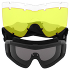 Очки защитные маска со сменными линзами и чехлом SPOSUNE JY-026-2 оправа-черная цвет линз серый - изображение 1
