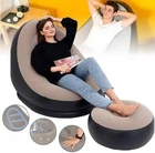 Надувний диван-крісло з пуфиком для ніг Air Sofa, Коричневий