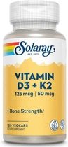 Витамин D3 и К2 Solaray Витамин Д3+К2 5000 IU, 120 капсул