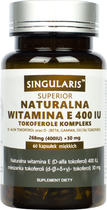 Witamina E Singularis Superior Naturalna Tokoferole Kompleks 400IU 60 caps (5903263262749) - obraz 1