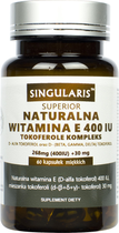Witamina E Singularis Superior Naturalna Tokoferole Kompleks 400IU 60 caps (5903263262749) - obraz 1