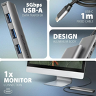 USB-хаб Axagon HMC-5H 5в1 3 x USB-Type-A + HDMI + USB-Type-C Grey (8595247907509) - зображення 5