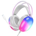Наушники накладные Hoco W109 игровые с LED подсветкой Jack 3.5 white