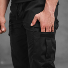 Чоловічі щільні Штани з накладними кишенями / Еластичні Брюки ріп-стоп чорні розмір XL - зображення 6