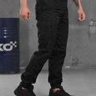 Чоловічі щільні Штани з накладними кишенями / Еластичні Брюки ріп-стоп чорні розмір M - зображення 3