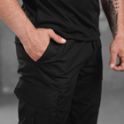 Чоловічі щільні Штани з накладними кишенями / Еластичні Брюки ріп-стоп чорні розмір L - зображення 4