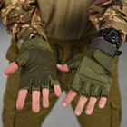 Беспалые перчатки Lesko E302 Sand с защитными накладками олива размер M - изображение 2