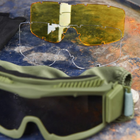 Захисні окуляри маска з 3-ма змінними лінзами та чохлом олива розмір універсальний - зображення 6