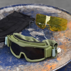 Защитные очки маска с 3-мя сменными линзами и чехлом олива размер универсальный - изображение 7