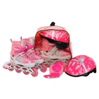 Роликовые коньки раздвижные с защитой и шлемом Power Supers 9456 размер 31-34 Pink-White
