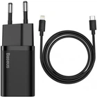 Сетевое зарядное устройство Baseus 20W Super Si Type-C 3A c кабелем Type-C to Lightning 1м Black