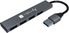USB hub Techly USB Type-A 4-portowy Srebrny (8059018365955) - obraz 1