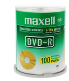 Диски Maxell DVD-R 4.7GB 16X Cake 100 шт (MXD16-C) - зображення 1