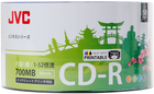 Dyski JVC CD-R 700MB 52X Inkjet White Printable Waterproof Photo Gloosy Cake 50 szt (JVC50CPW) - obraz 1