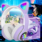 Бездротові портативні bluetooth TWS навушники з котячими вушками Cat STN-28 Фіолетові