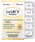 Пробіотики, 5 млрд КУО LactoBif, California Gold Nutrition, 60 вегетаріанських капсул