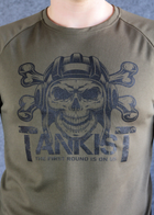 Футболка літня "Tankist" з коротким рукавом олива Coolpass (розмір XXXL) з написом "Сталевий молот" і череп в шоломі - зображення 3