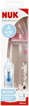 Пляшечка для годування Nuk First Choice Giraffe з індикатором температури Рожева 300 мл (4008600439912) - зображення 1