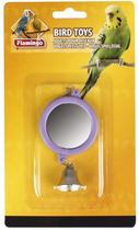 Игрушка для птиц Flamingo Mirror Round+Bell Зеркало с колокольчиком фиолетовая 6см 100289