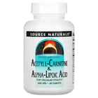 Амінокислота Source Naturals Ацетил-L-Карнітин та Альфа-Ліпоєва Кислота 650 мг