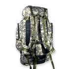 Туристичний, тактичний рюкзак, 90 л, 1 відділ, 2 фронтальні кишені, розмір: 85*40*25 см, сірий піксель - изображение 6
