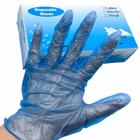 Одноразовые голубые нестерильные опудренные виниловые перчатки Disposable Gloves, 100шт./уп. (Размер - L) - изображение 2