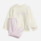 Dres sportowy ciepły (bluza + spodnie) dla dziewczynki Adidas I LIN FL JOG IS2500 80 cm Kremowy/Jasnoróżowy (4067891911484) - obraz 1