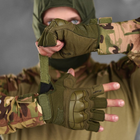 Перчатки Mechanix M-Pact 3 с открытыми пальцами и защитными накладками олива размер L - изображение 3