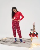Жіноча піжама Nicoletta зі штанами - Merry Christmas - Family look для родини 96646-Червоний-L