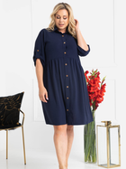 Сукня-сорочка міді літня жіноча Karko SB528 54/56 Темно-синя (5903676114062) - зображення 4