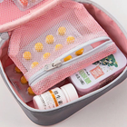 Мини-аптечка органайзер, дорожная сумка для хранения лекарств / таблеток / медикаментов, 13х10х4 см, розовая с серым (83691098) - изображение 2