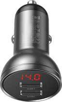 Ładowarka samochodowa Baseus Digital Display Dual Car Charger 24W Black (CCBX-0S) - obraz 3