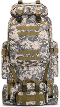 Водонепроникний туристичний рюкзак 80л з кріпленням MOLLE матеріал Oxford 1200D 80х39х22см Tacal-A4 Camouflage