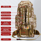 Водонепроникний туристичний рюкзак 80л з кріпленням MOLLE матеріал Oxford 1200D 80х39х22см Tacal-A4 Camouflage - зображення 4