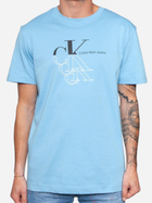 Koszulka męska bawełniana Calvin Klein Jeans J30J325352-CEZ L Błękitna (8720109355291) - obraz 1