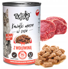Mokra karma dla kotów TufTuf Puszka kawałki mięsne z wołowiną 12x415 g (5905342250128) - obraz 1