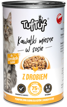 Mokra karma dla kotów TufTuf Puszka kawałki mięsne z drobiem 12x415 g (5905342250104) - obraz 2