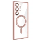 Чохол хромовий TPU Fibra Chrome Magnetic with MagSafe + захист камери для Samsung Galaxy S24 Ultra Rose gold