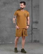 Чоловічий літній комплект костюм шорти+футболка Руни XL койот (87437) - зображення 1