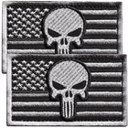 Набір шевронів 2 шт. із липучкою Прапор США з черепом сірий 5х8 см - зображення 10