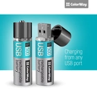 Акумулятори ColorWay USB AA 1.5 В 1200 мАг 2 шт (CW-UBAA-02) - зображення 2