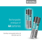 Акумулятори ColorWay USB AA 1.5 В 1200 мАг 2 шт (CW-UBAA-02) - зображення 3