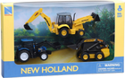 Zestaw pojazdów New Ray New Holland DieCast Koparko-ładowarka B110C + Miniładowarka L230 + Traktor T6 (0093577321258) - obraz 1